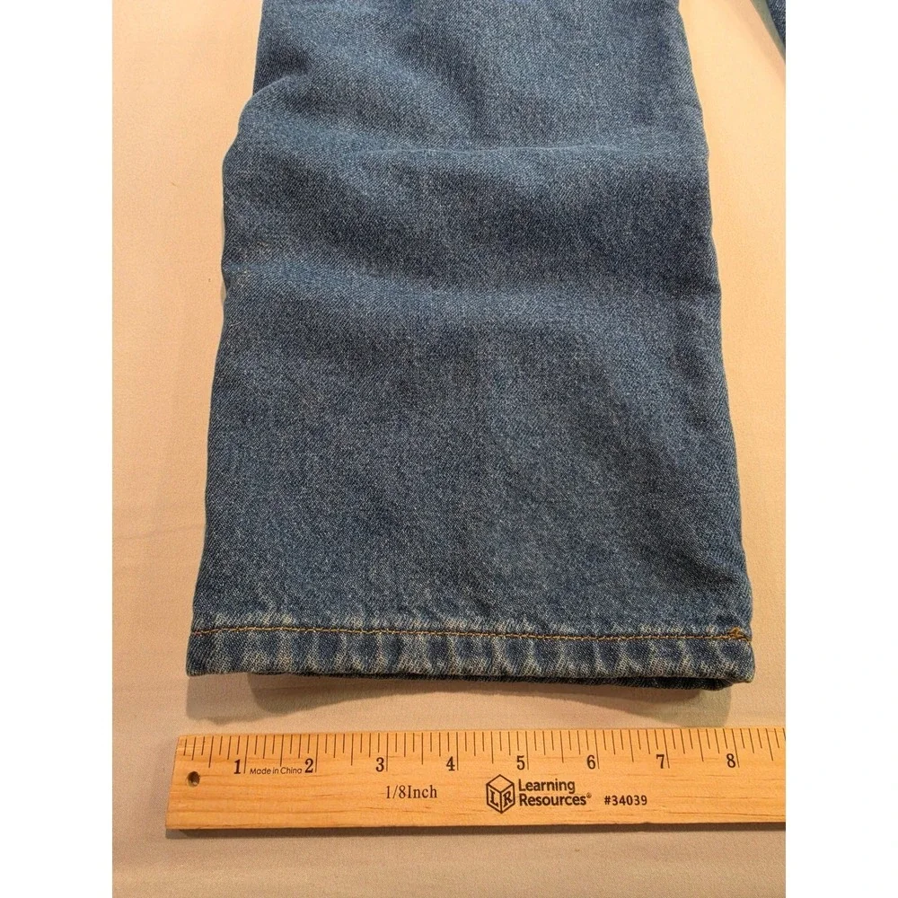 LL Bean Double L Relaxed Fit Flannel Lined Jeans Mens 35x30 Medium Wash Blue